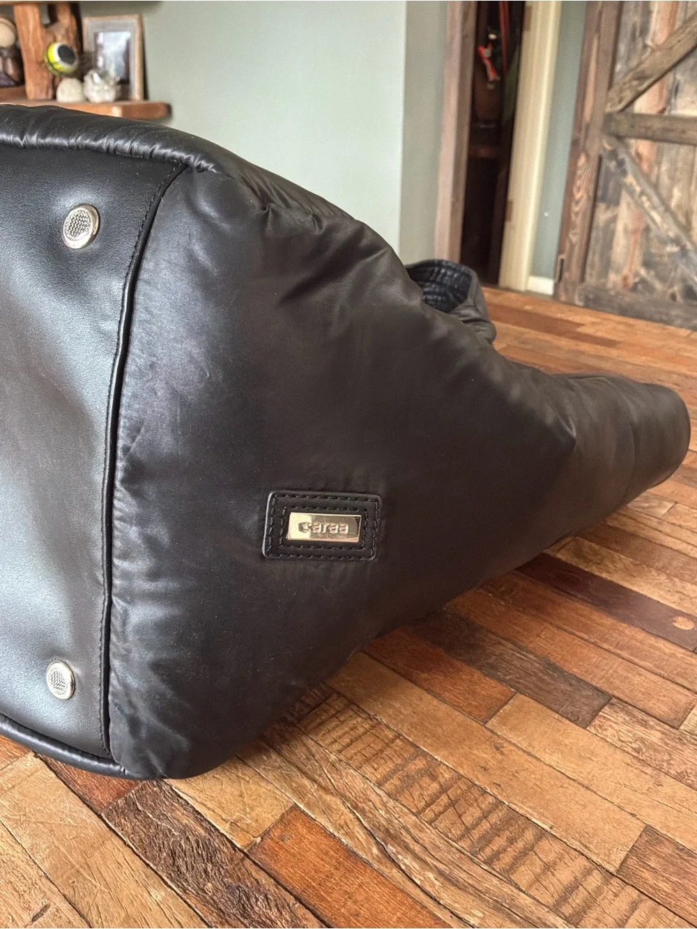 caraa Black Quilted Puffer Tote